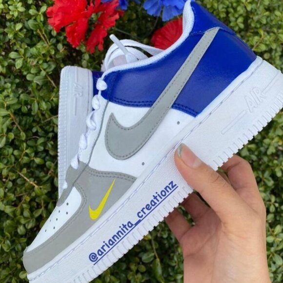Nike Air Force 1 Blue and Grey Hand Painted shoes All Sizes main image 6